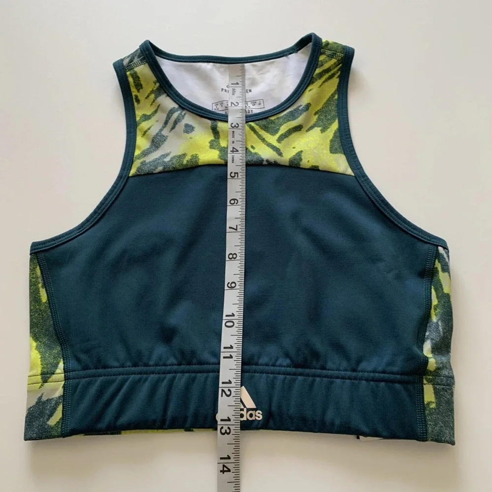 Adidas Racerback Sports Bra‎ Primegreen Aeroready Women's Size Small Teal Yellow